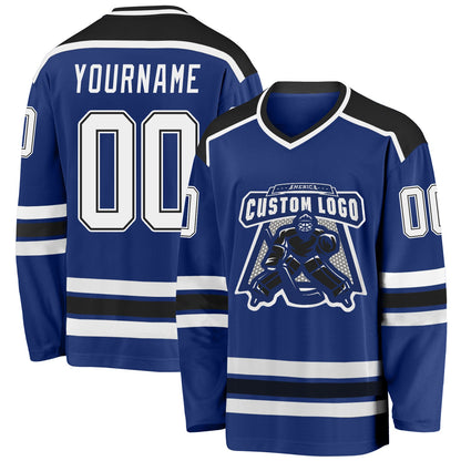 Custom Royal White-Black Hockey Jersey - Sky-Custom