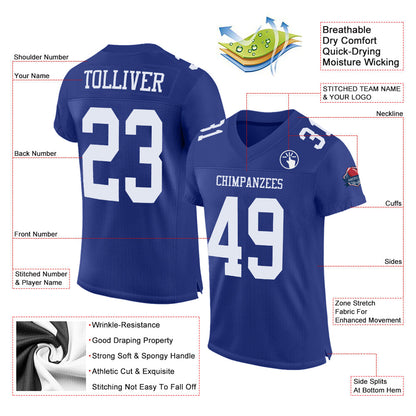 Custom Royal White Mesh Authentic Football Jersey - Sky-Custom