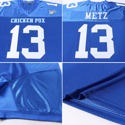 Custom Royal White Mesh Authentic Football Jersey - Sky-Custom