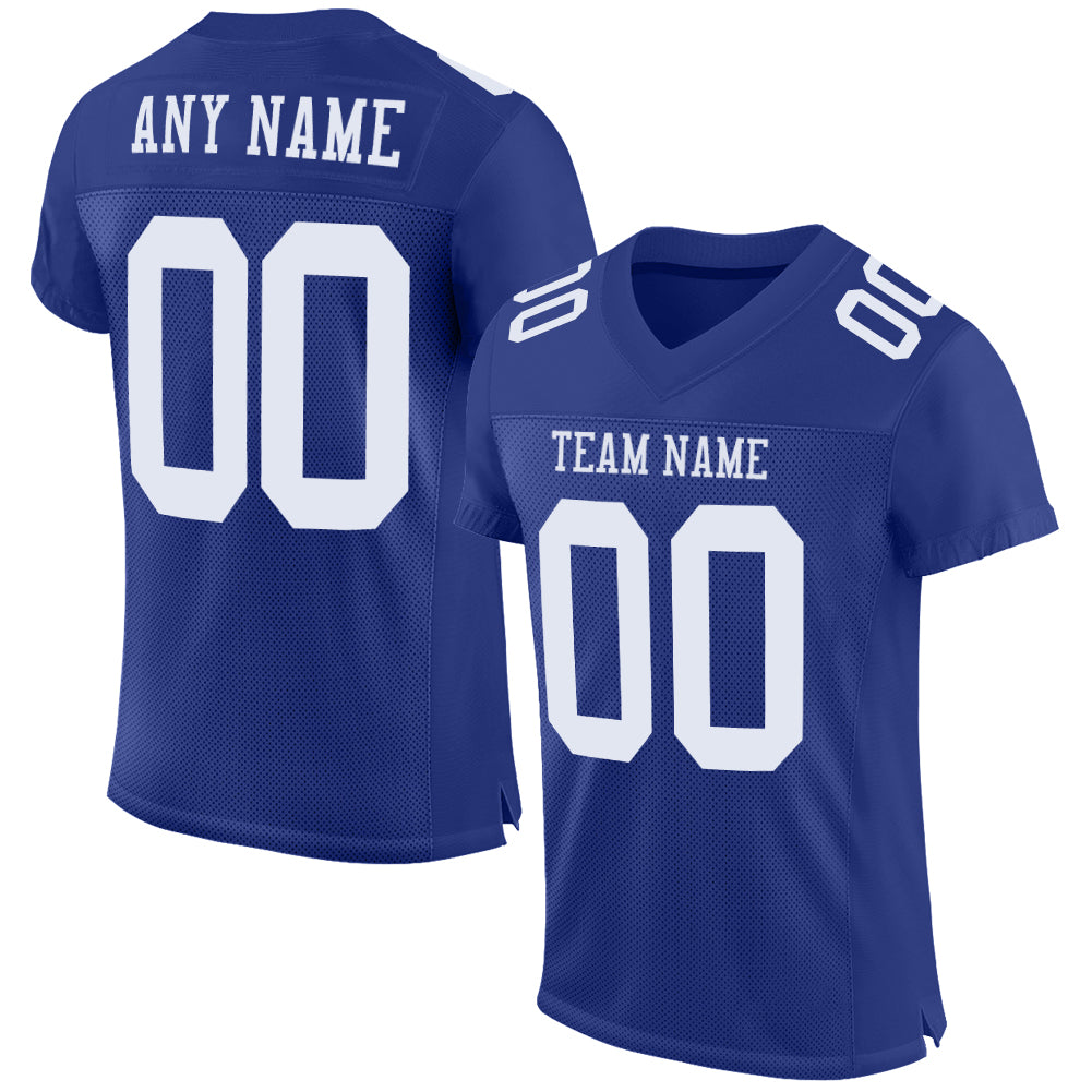Custom Royal White Mesh Authentic Football Jersey - Sky-Custom