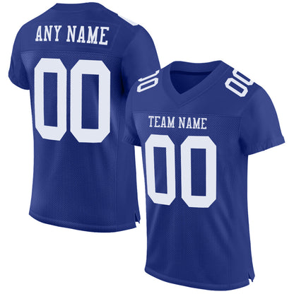Custom Royal White Mesh Authentic Football Jersey - Sky-Custom