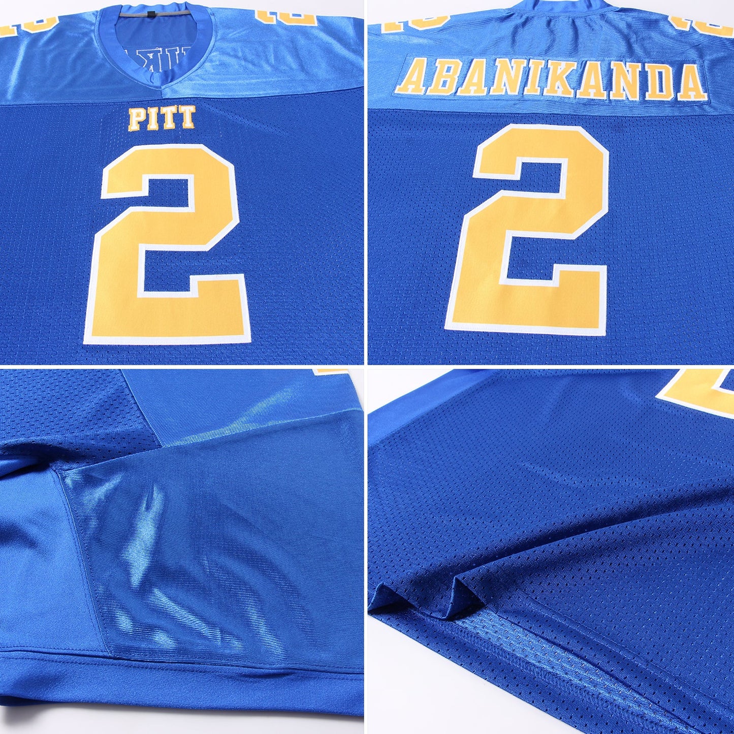 Custom Royal Gold-White Mesh Authentic Football Jersey - Sky-Custom