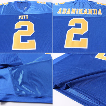 Custom Royal Gold-White Mesh Authentic Football Jersey - Sky-Custom