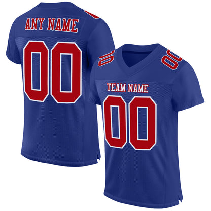 Custom Royal Red-White Mesh Authentic Football Jersey - Sky-Custom