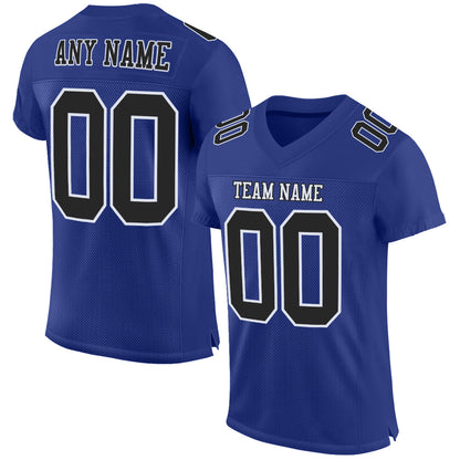 Custom Royal Black-White Mesh Authentic Football Jersey - Sky-Custom