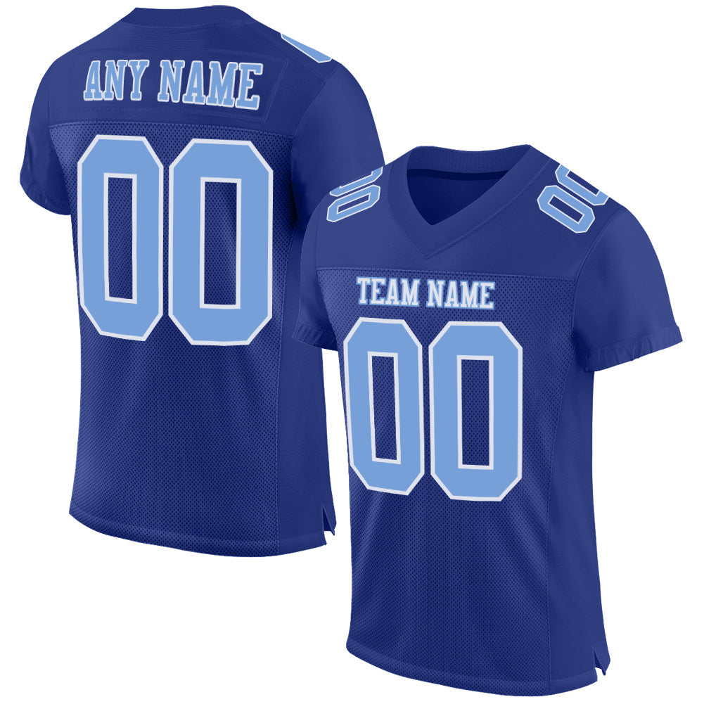 Custom Royal Light Blue-White Mesh Authentic Football Jersey - Sky-Custom