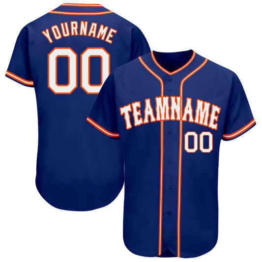 Custom Royal White-Orange Authentic Baseball Jersey - Sky-Custom