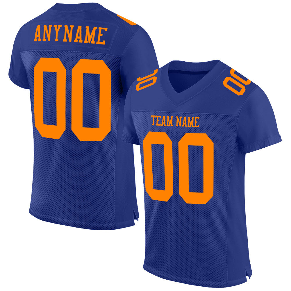 Custom Royal Bay Orange Mesh Authentic Football Jersey - Sky-Custom