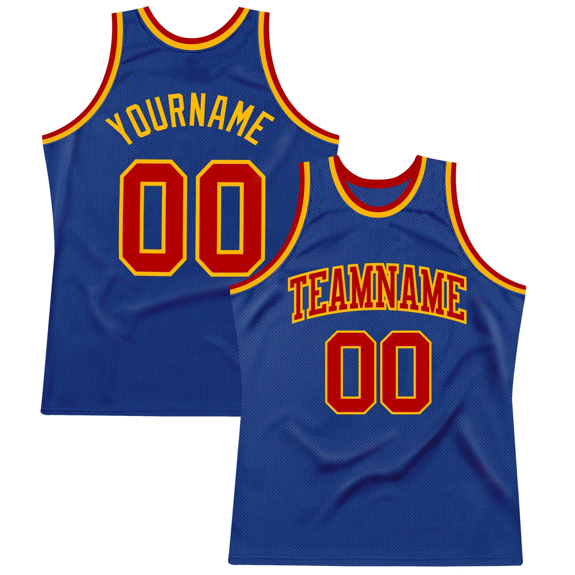 Custom Royal Red-Gold Authentic Throwback Basketball Jersey - Sky-Custom