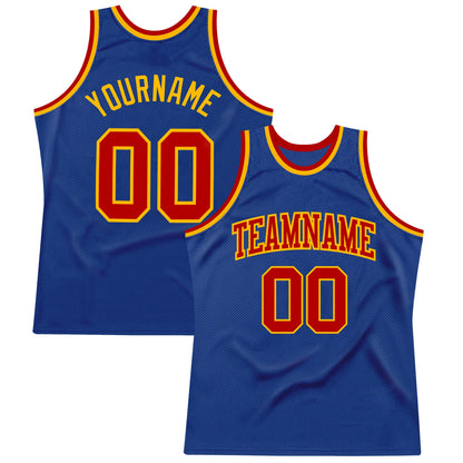 Custom Royal Red-Gold Authentic Throwback Basketball Jersey - Sky-Custom