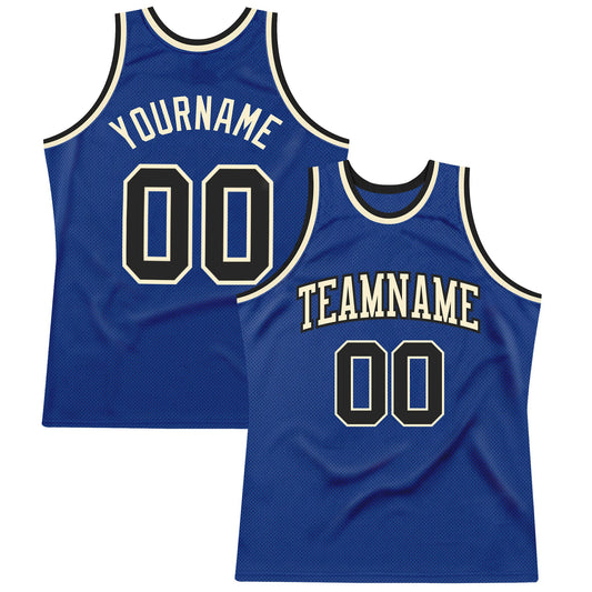 Custom Royal Black-Cream Authentic Throwback Basketball Jersey - Sky-Custom