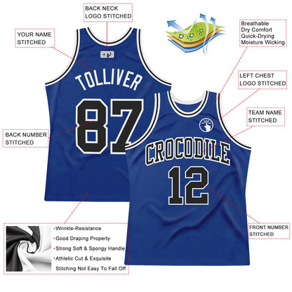 Custom Royal Black-White Authentic Throwback Basketball Jersey - Sky-Custom
