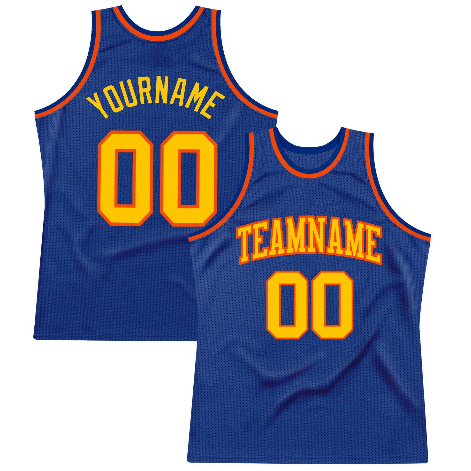 Custom Royal Gold-Orange Authentic Throwback Basketball Jersey - Sky-Custom
