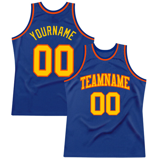 Custom Royal Gold-Orange Authentic Throwback Basketball Jersey - Sky-Custom