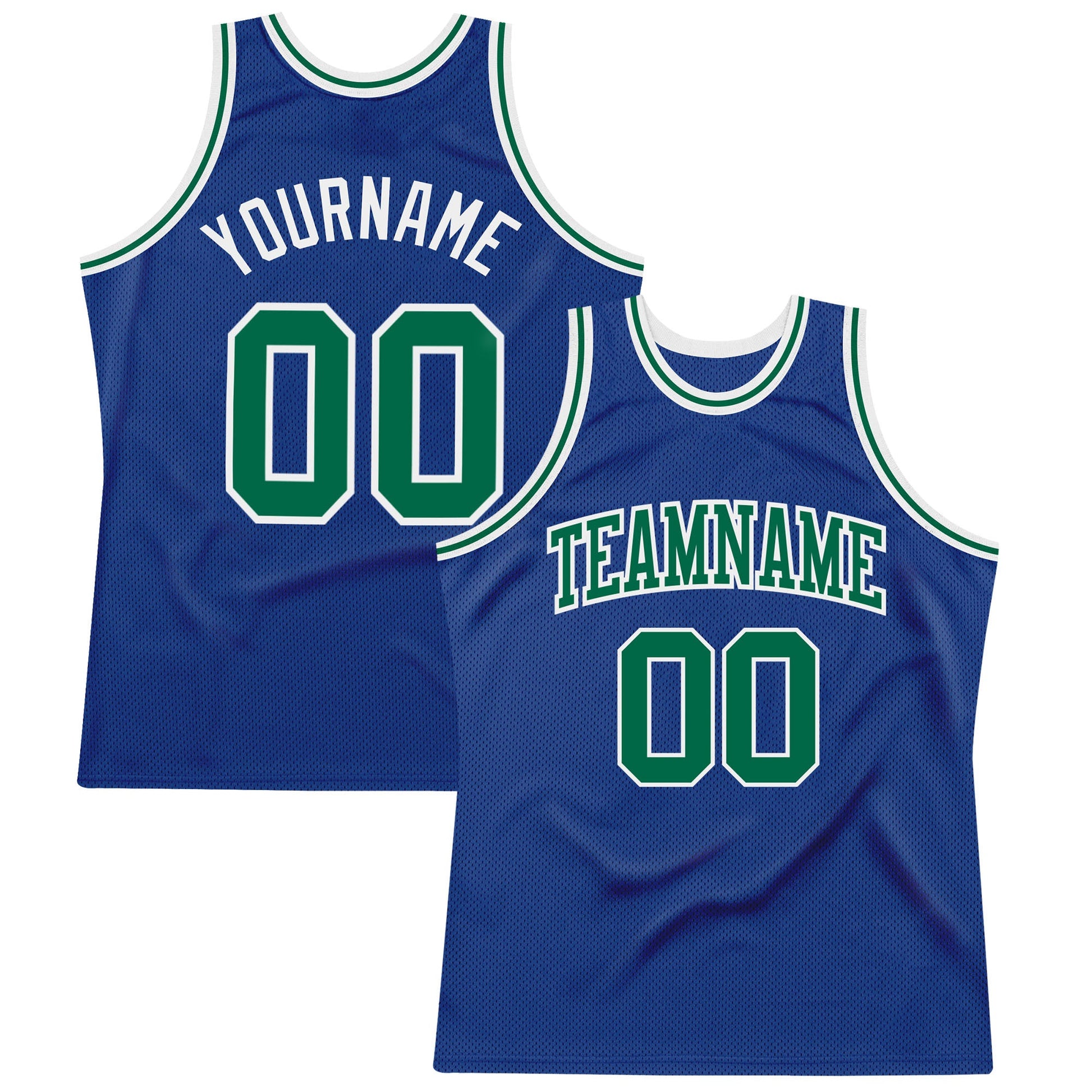 Custom Royal Kelly Green-White Authentic Throwback Basketball Jersey - Sky-Custom