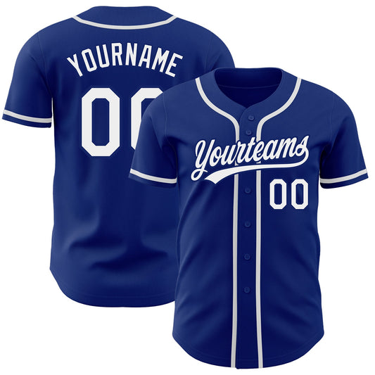 Custom Royal White Authentic Baseball Jersey - Sky-Custom