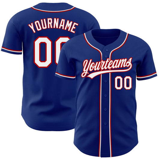 Custom Royal White-Red Authentic Baseball Jersey - Sky-Custom