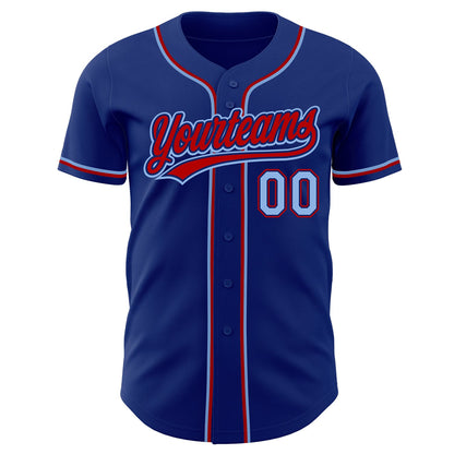 Custom Royal Light Blue-Red Authentic Baseball Jersey - Sky-Custom