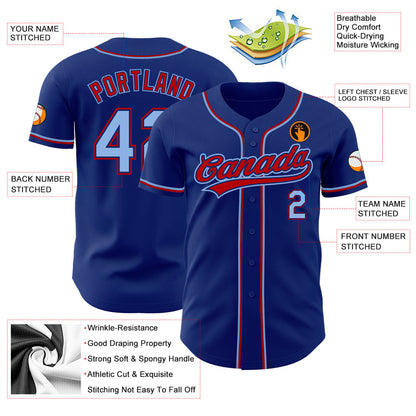 Custom Royal Light Blue-Red Authentic Baseball Jersey - Sky-Custom