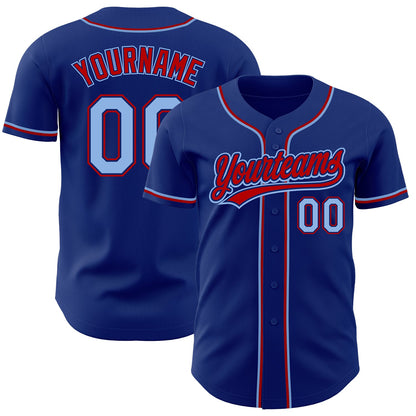 Custom Royal Light Blue-Red Authentic Baseball Jersey - Sky-Custom