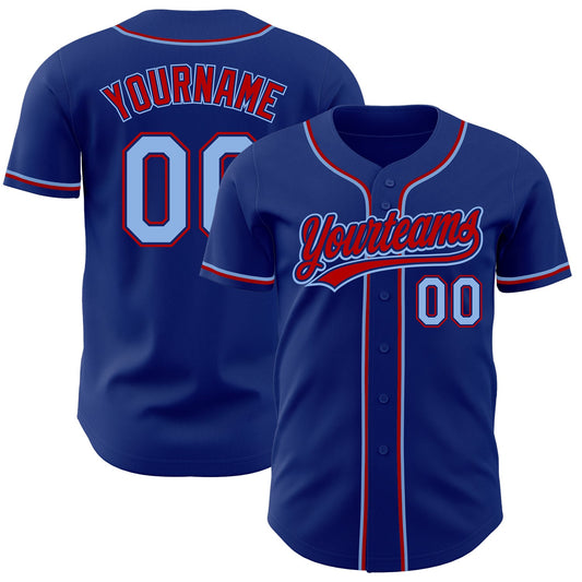 Custom Royal Light Blue-Red Authentic Baseball Jersey - Sky-Custom