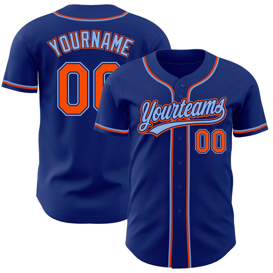 Custom Royal Orange-Light Blue Authentic Baseball Jersey - Sky-Custom