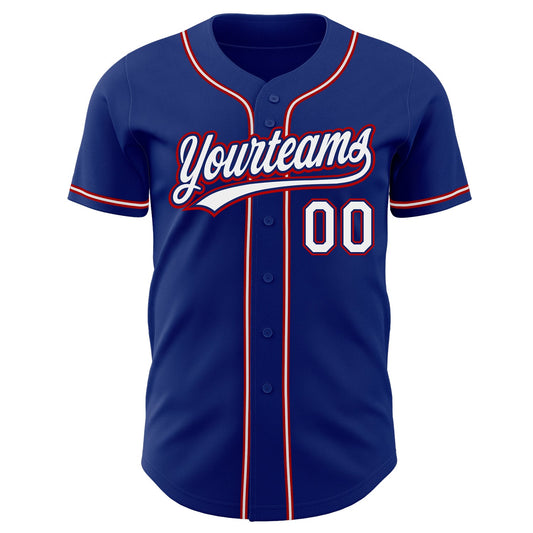Custom Royal White-Red Authentic Baseball Jersey - Sky-Custom