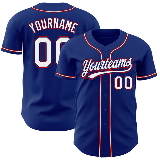 Custom Royal White-Red Authentic Baseball Jersey - Sky-Custom