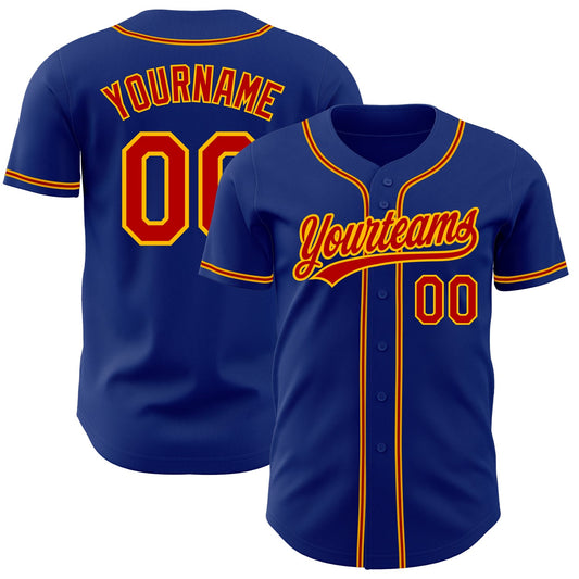 Custom Royal Red-Gold Authentic Baseball Jersey - Sky-Custom
