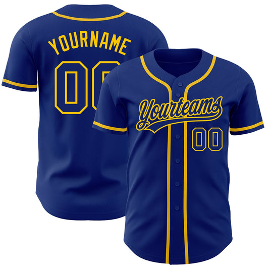Custom Royal Royal-Gold Authentic Baseball Jersey - Sky-Custom