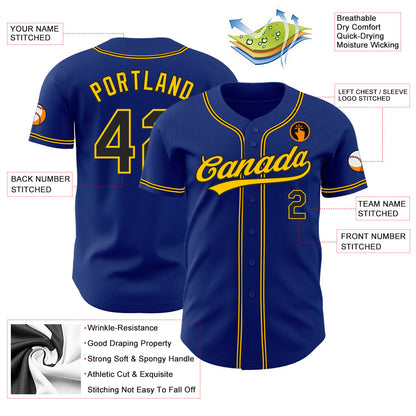 Custom Royal Black-Gold Authentic Baseball Jersey - Sky-Custom