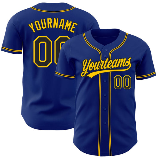 Custom Royal Black-Gold Authentic Baseball Jersey - Sky-Custom