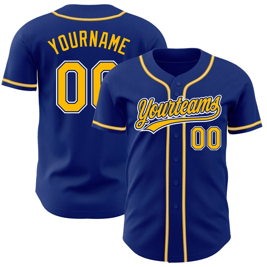 Custom Royal Gold-White Authentic Baseball Jersey - Sky-Custom