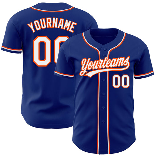 Custom Royal White-Orange Authentic Baseball Jersey - Sky-Custom