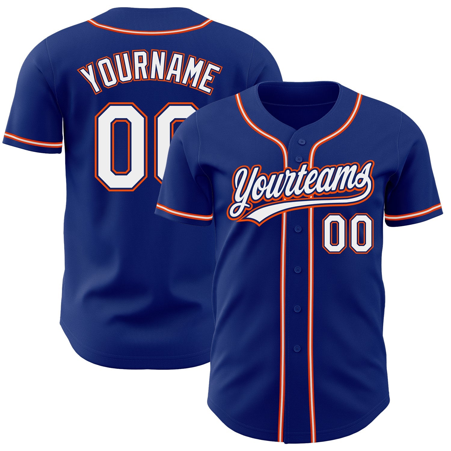 Custom Royal White-Orange Authentic Baseball Jersey - Sky-Custom