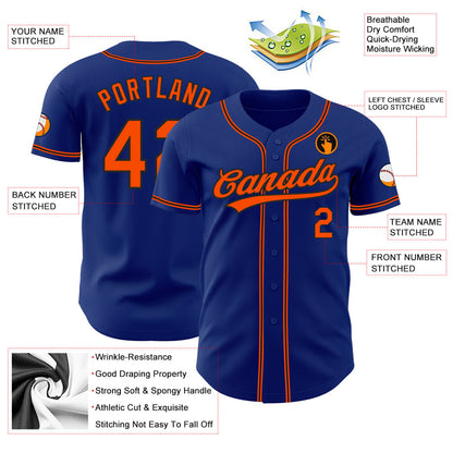 Custom Royal Orange-Black Authentic Baseball Jersey - Sky-Custom