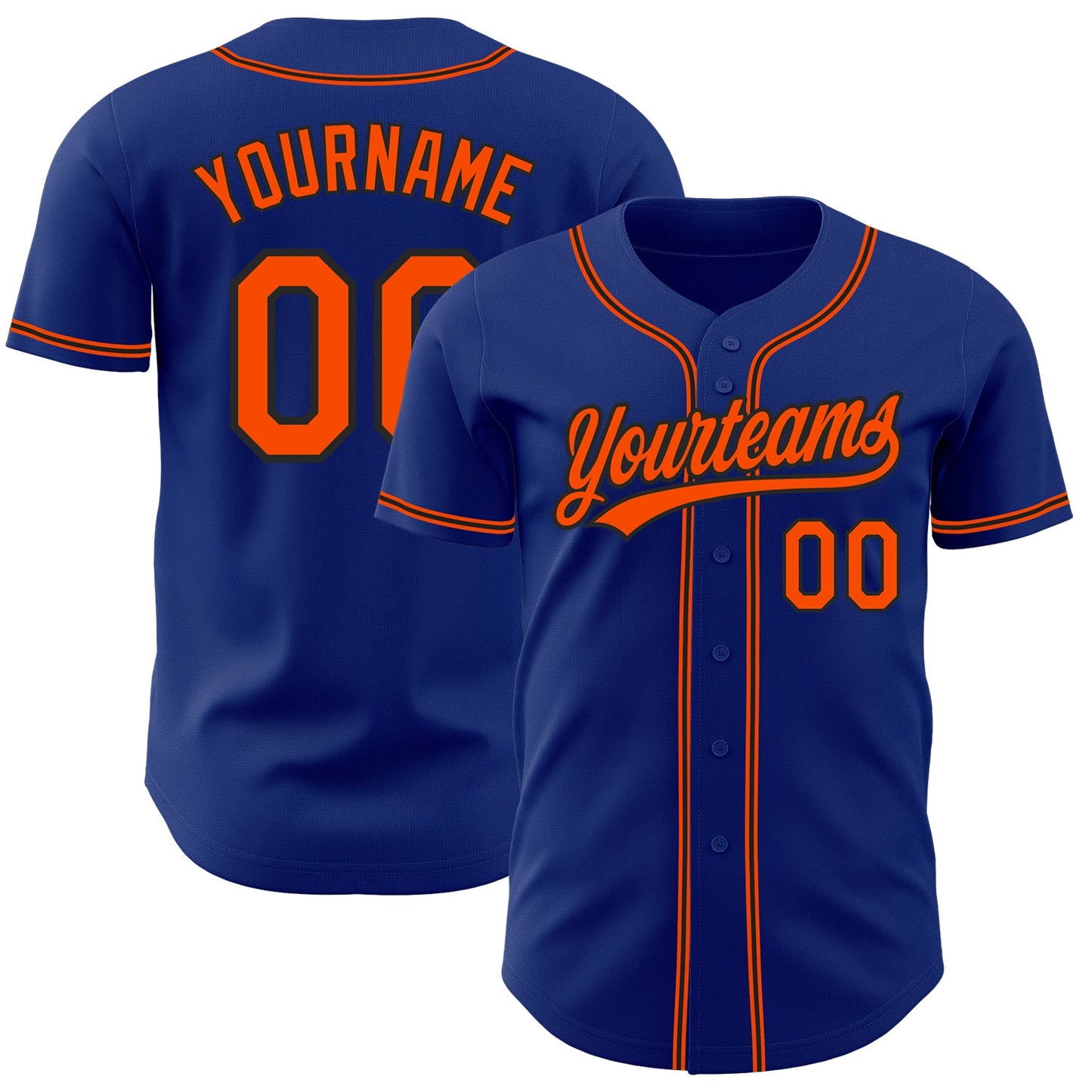 Custom Royal Orange-Black Authentic Baseball Jersey - Sky-Custom