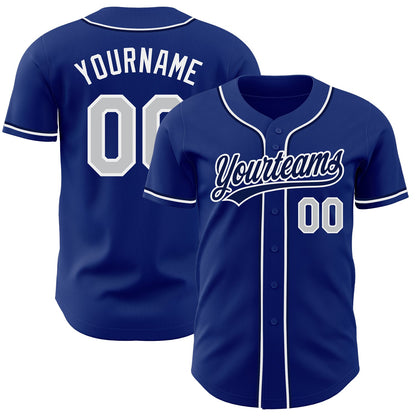 Custom Royal Gray-White Authentic Baseball Jersey - Sky-Custom