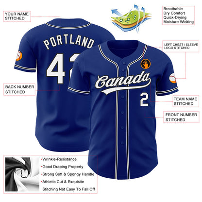 Custom Royal White-Black Authentic Baseball Jersey - Sky-Custom