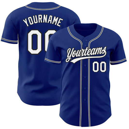 Custom Royal White-Black Authentic Baseball Jersey - Sky-Custom