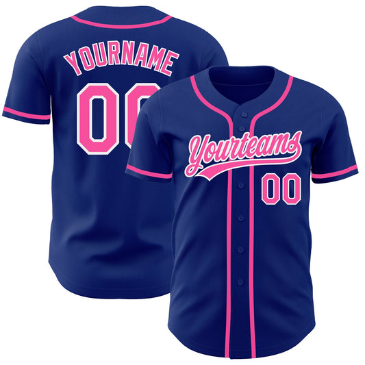 Custom Royal Pink-White Authentic Baseball Jersey - Sky-Custom