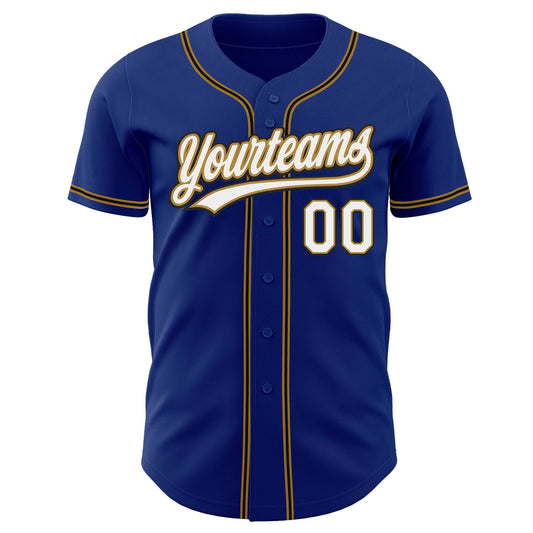 Custom Royal White Old Gold-Black Authentic Baseball Jersey - Sky-Custom