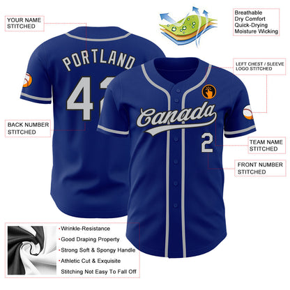 Custom Royal Gray-Black Authentic Baseball Jersey - Sky-Custom
