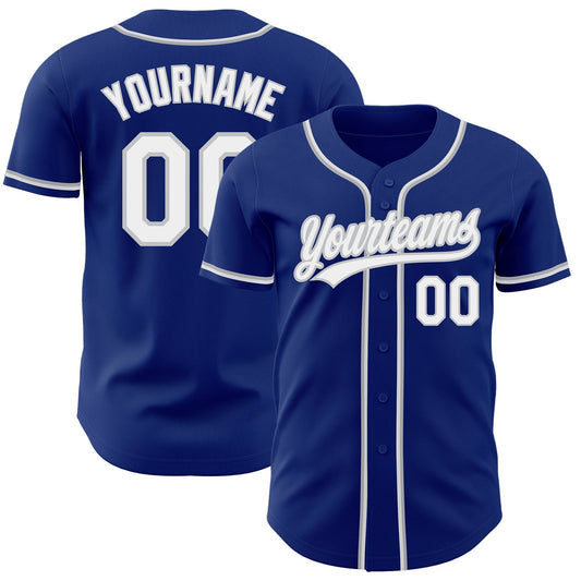 Custom Royal White-Gray Authentic Baseball Jersey - Sky-Custom