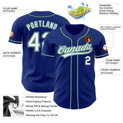 Custom Royal White Kelly Green-Gray Authentic Baseball Jersey - Sky-Custom