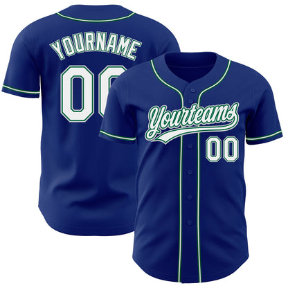 Custom Royal White Kelly Green-Gray Authentic Baseball Jersey - Sky-Custom