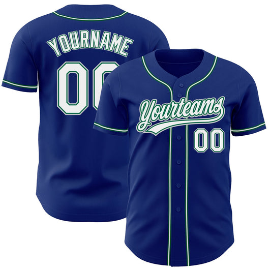 Custom Royal White Kelly Green-Gray Authentic Baseball Jersey - Sky-Custom