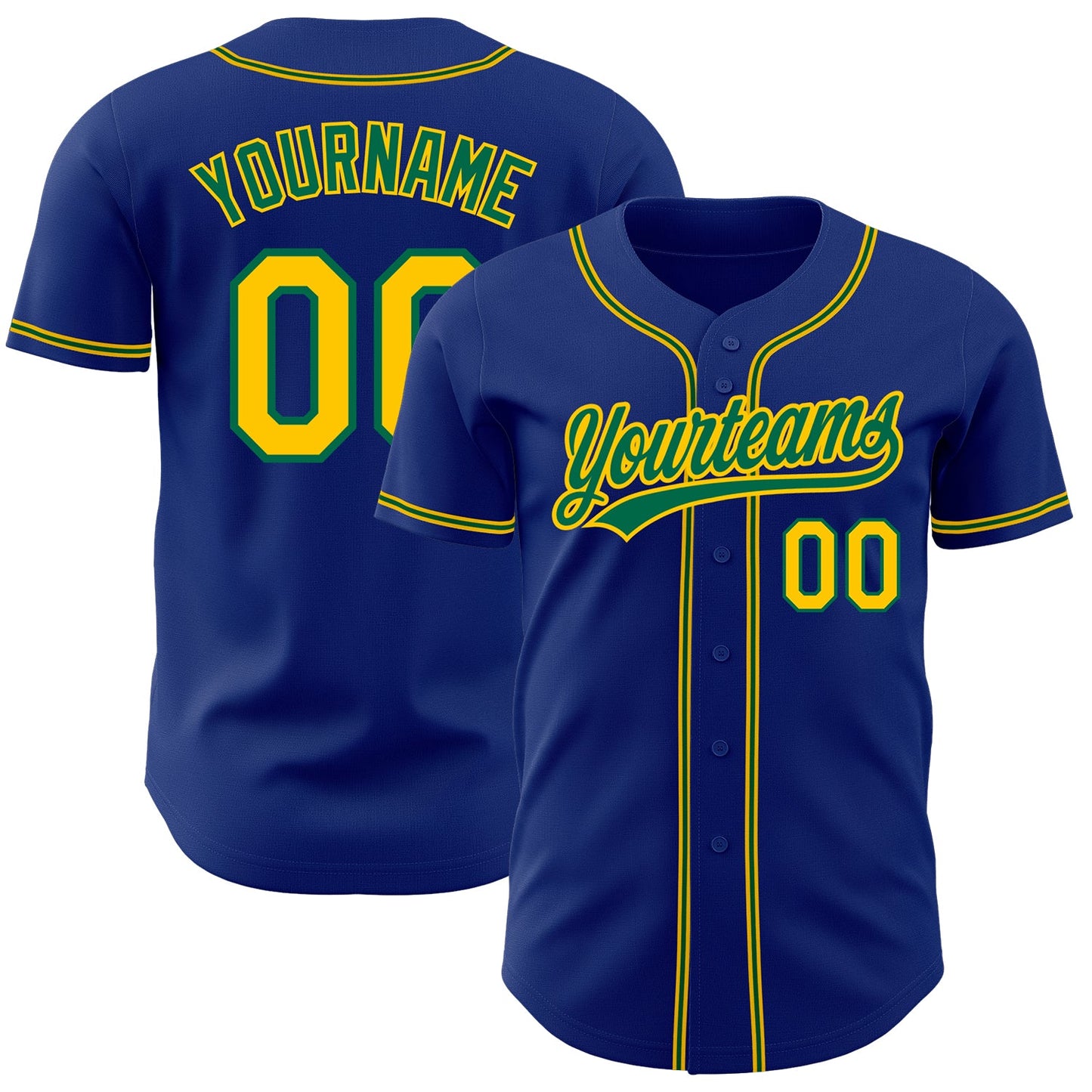 Custom Royal Gold-Kelly Green Authentic Baseball Jersey - Sky-Custom