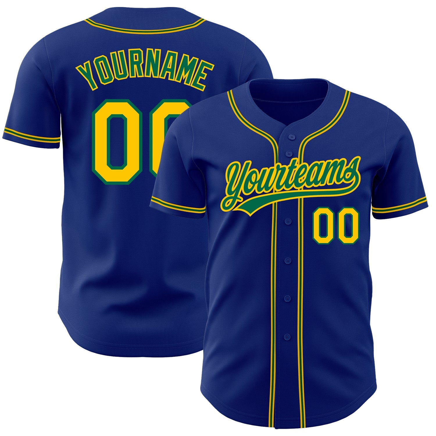 Custom Royal Gold-Kelly Green Authentic Baseball Jersey - Sky-Custom
