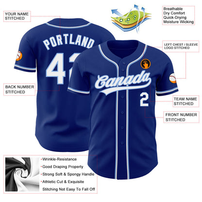 Custom Royal White-Light Blue Authentic Baseball Jersey - Sky-Custom